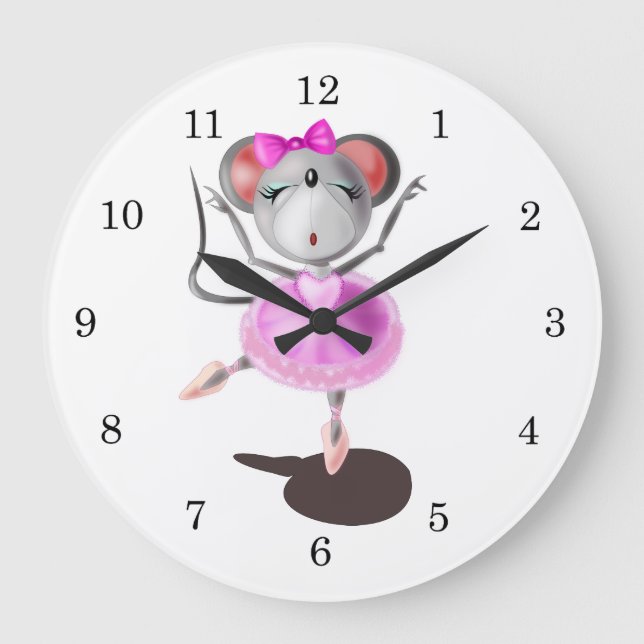 Ballerina Mouse Wall Clock Happy Ballet Dancer (Front)