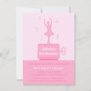 Ballerina Music Box Girl Birthday Party Invitation