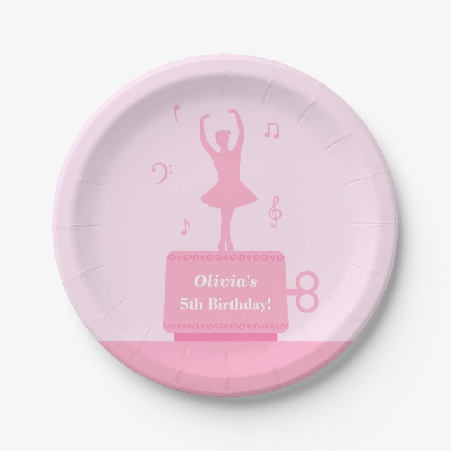 Ballerina Music Box Girl Birthday Party Supplies Paper Plate (Front)