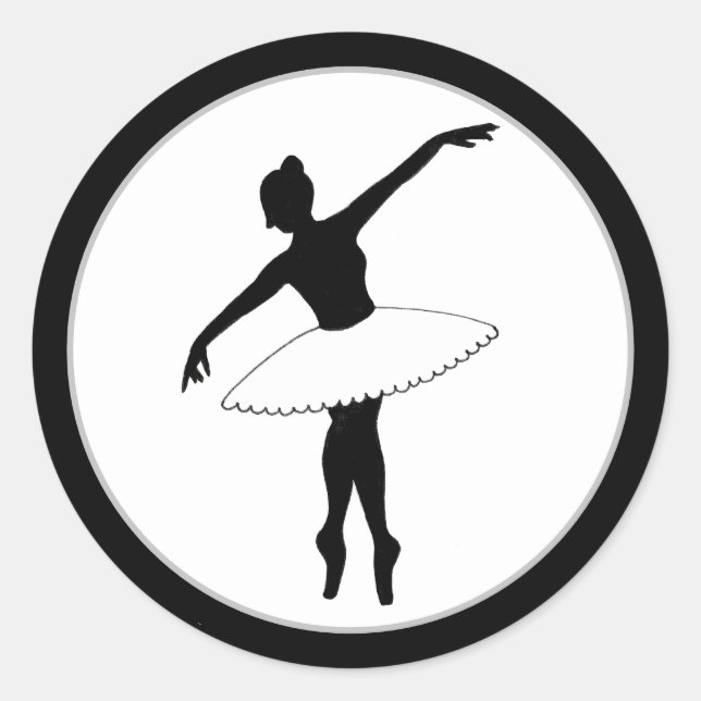 Ballerina Neon Ballet Dancer Silhouette Black Classic Round Sticker (Front)