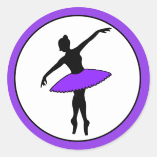 Ballerina Neon Ballet Dancer Silhouette Purple Classic Round Sticker