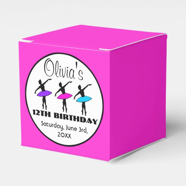 Ballerina Neon Ballet Dancers Dance Birthday Party Favour Box (Front Side)