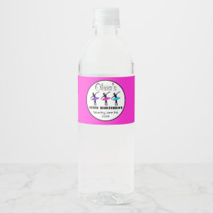 Ballerina Neon Ballet Dancers Dance Birthday Party Water Bottle Label