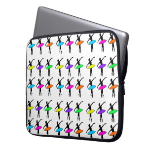 Ballerina Neon Tutus Silhouette Ballet Dancers Laptop Sleeve
