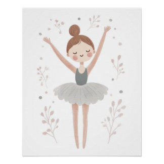 Ballerina Nursery Wall Art, Kids Room Print