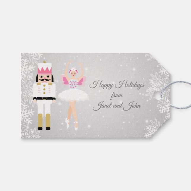 Ballerina & Nutckraker Christmas Gift tag (Front (Horizontal))