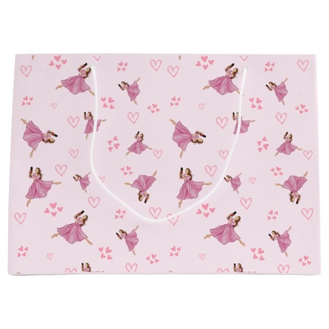 Ballerina Nutcracker Birthday Pattern Large Gift Bag (Front)