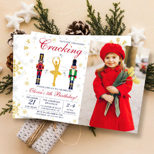 Ballerina Nutcracker Christmas Birthday Photo Invitation