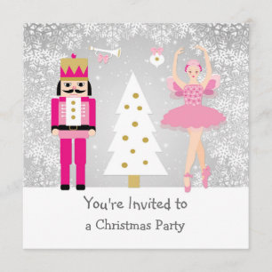 Ballerina, Nutcracker, Christmas tree Invitation