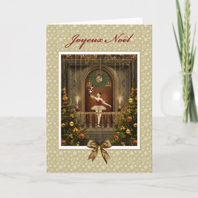 Ballerina Nutcracker French Joyeux Noël Card (Front)