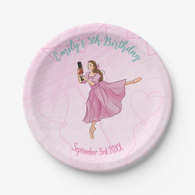 Ballerina Nutcracker Girl Birthday Party Paper Plate (Front)