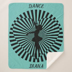 Ballerina on a black and white abstract blanket. sherpa blanket