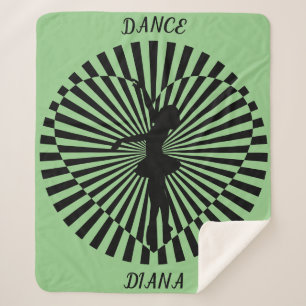 Ballerina on a black and white abstract blanket. sherpa blanket