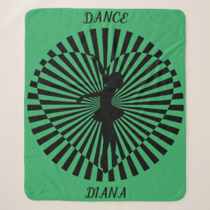 Ballerina on a black and white abstract blanket. sherpa blanket
