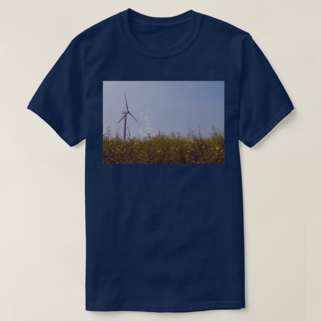 Ballerina on a Windmill Canola Flower Field T-Shirt (Design Front)
