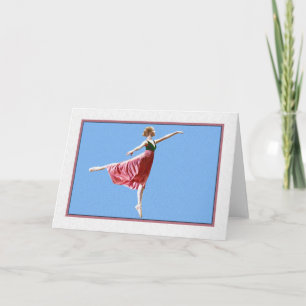 Ballerina on Blue Blank Note or Greeting Card