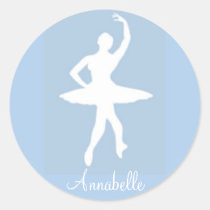 Ballerina on Blue Round Stickers