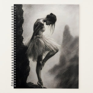 Ballerina on Cliff Edge Monochrome Dramatic Art Planner