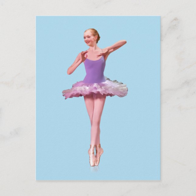 Ballerina On Point  in Purple and White Postcard (Front)