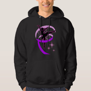 Ballerina On Pointe Silhouette Pink And Purple Rib Hoodie