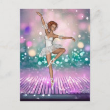 Ballerina on Purple Floor & Teal Background