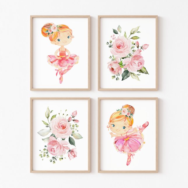 Ballerina, Orange Hair, Pink Flowers, Girl Nursery (Creator Uploaded)