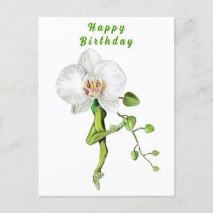 Ballerina Orchid Ballet Dancer Birthday Card