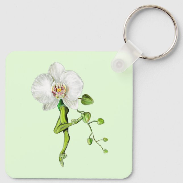Ballerina Orchid Ballet Dancer Keychain (Back)