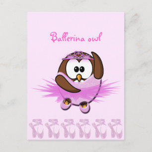 Ballerina owl - glitter postcard