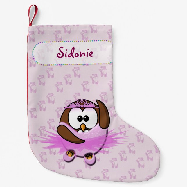 ballerina owl small christmas stocking (Front)