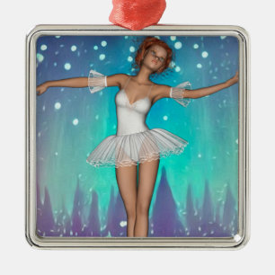 Ballerina Painted Pearls & Trees Teal Background Metal Tree Decoration