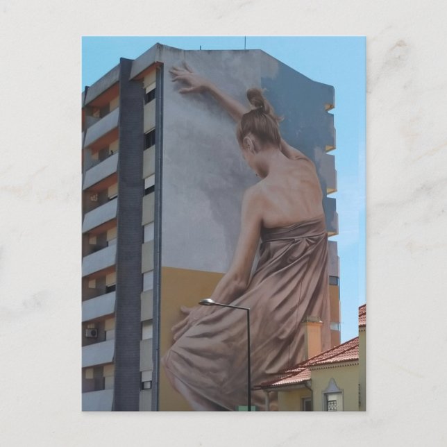 ballerina painting wall building postcard (Front)