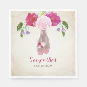 Ballerina Party Napkin, Shabby Chic Floral Napkin