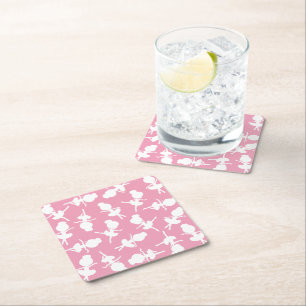 Ballerina Pattern, Ballet Girls, Ballet Dance Square Paper Coaster