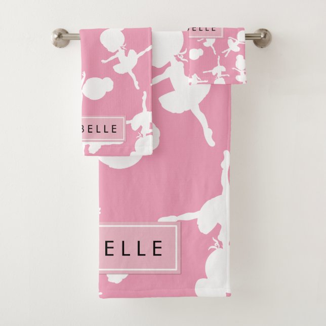 Ballerina Pattern, Ballet Girls, Dance, Your Name Bath Towel Set (Insitu)
