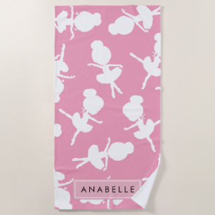 Ballerina Pattern, Ballet Girls, Dance, Your Name Beach Towel
