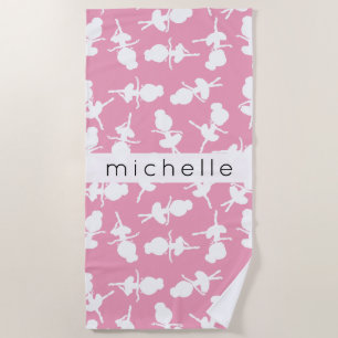 Ballerina Pattern, Ballet Girls, Dance, Your Name Beach Towel