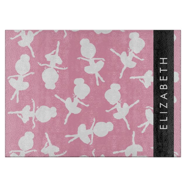 Ballerina Pattern, Ballet Girls, Dance, Your Name Cutting Board (Front)