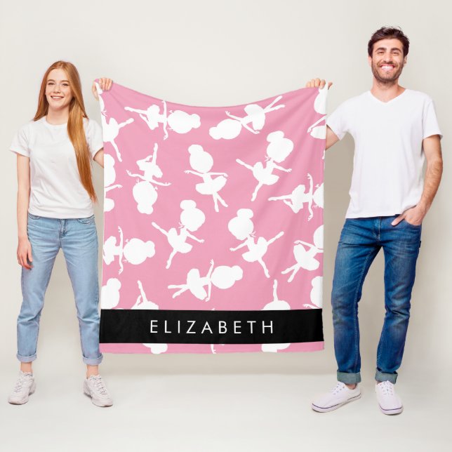 Ballerina Pattern, Ballet Girls, Dance, Your Name Fleece Blanket (In Situ)