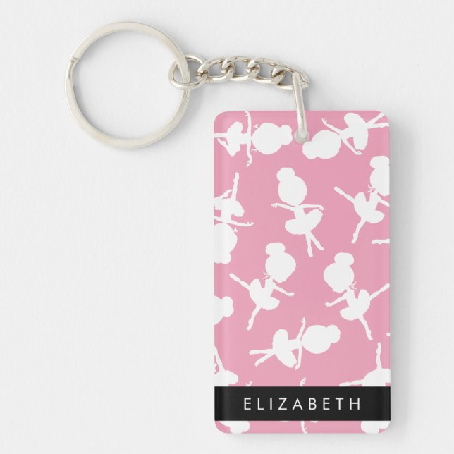 Ballerina Pattern, Ballet Girls, Dance, Your Name Key Ring (Front)
