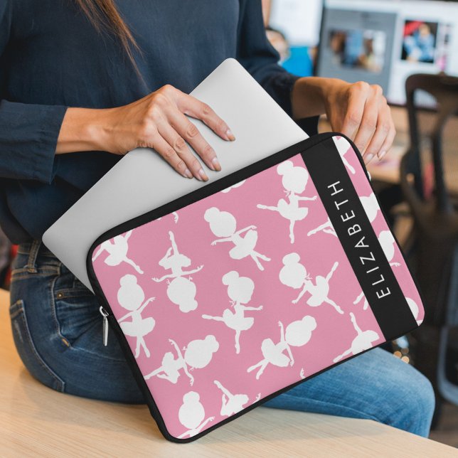 Ballerina Pattern, Ballet Girls, Dance, Your Name Laptop Sleeve (Creator Uploaded)
