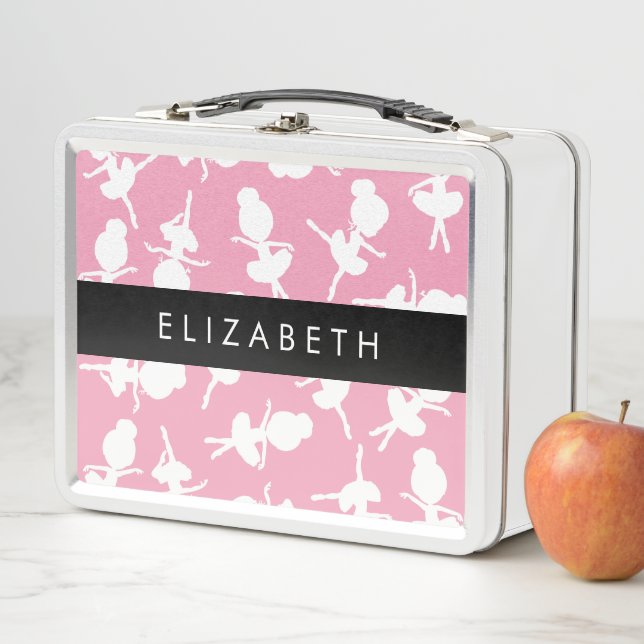 Ballerina Pattern, Ballet Girls, Dance, Your Name Metal Lunch Box (In Situ)