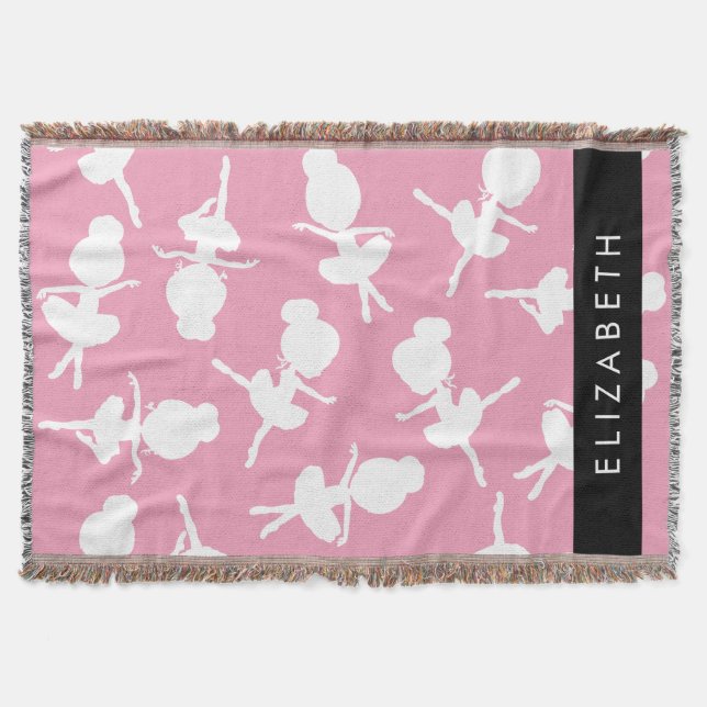 Ballerina Pattern, Ballet Girls, Dance, Your Name Throw Blanket (Front)