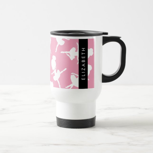 Ballerina Pattern, Ballet Girls, Dance, Your Name Travel Mug (Right)