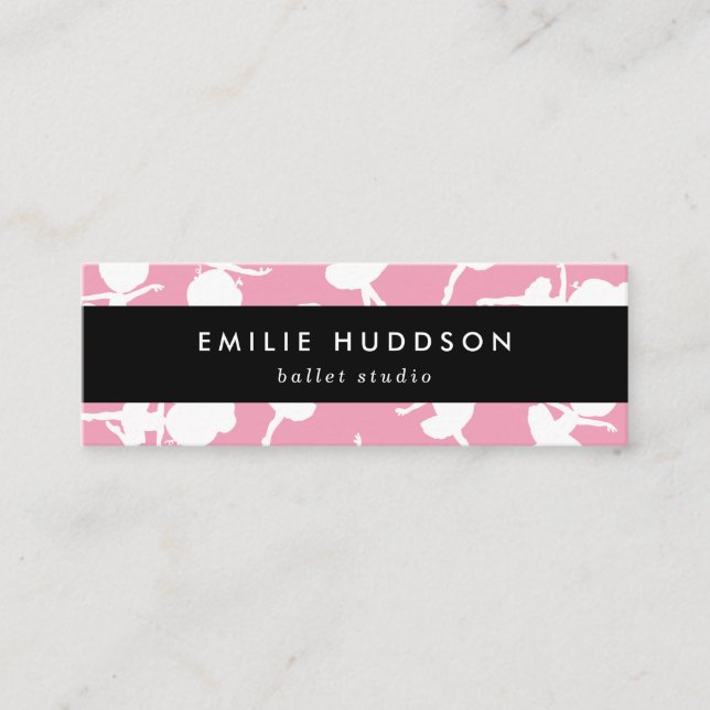 Ballerina Pattern, Ballet Teacher, Dance Studio Mini Business Card (Front)
