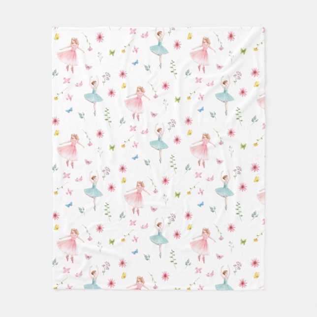 Ballerina Pattern  Fleece Blanket (Front)