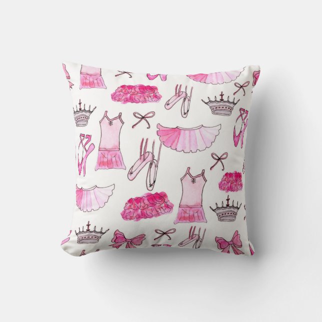 Ballerina Pattern in Watercolor Cushion (Front)