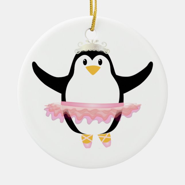 Ballerina Penguin Ceramic Tree Decoration (Front)