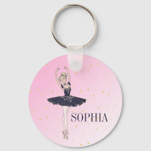 Ballerina Personal Pink Gold Key Ring