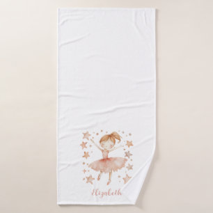 Ballerina Personalise Name Girly Strawberry Blonde Bath Towel